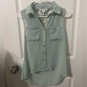 BCBGeneration sheer cross cross back green‎ blouse XS